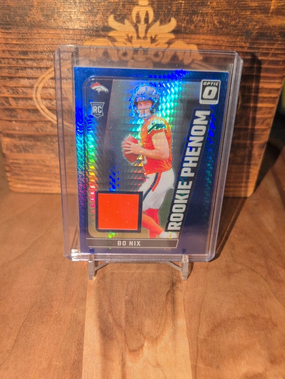 2024 Donruss Optic Bo Nix Rookie Phenom Jersey Patch Relic Card Broncos